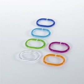 SPIRELLA C-Minor Shower Curtain Rings Pack of 12 Clear green 4.7 x 4 cm