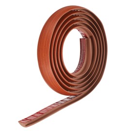 HARFINGTON Floor Transition Strip 1.6" 10ft Self Adhesive PVC Carpet to Tile Transition Edging Trim Peel and Stick Cover Strip for Uneven Floors Height 7mm, Brown Wood Grain