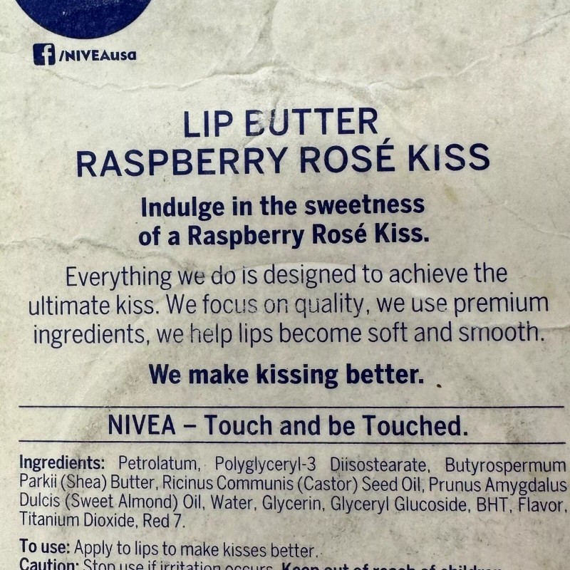 NIVEA Lip Butter Raspberry Rose Kiss 0.59 oz Tin Shea