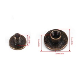 FTVOGUE 20 Unids Remache de Metal Cabeza Plana Cobre LatóN Tornillos Tuercas UñAs Remaches Casquillo de Cuero Accesorios para Abrigos Caps Bolsas DecoracióN(5mm)