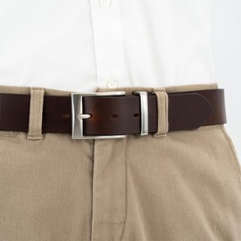 LINDENMANN Men's Leather Belt, Cowhide Belt, XXL, Dark Brown, brown