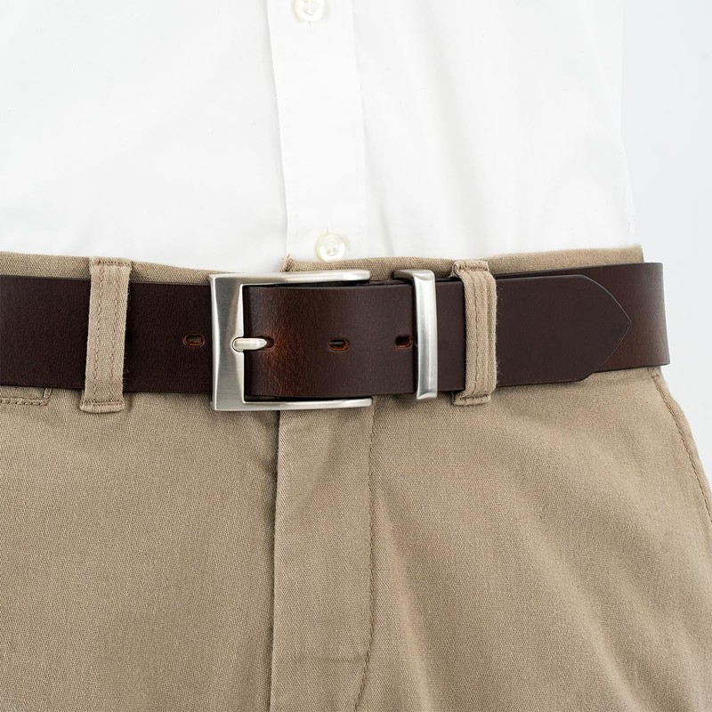 LINDENMANN Men's Leather Belt, Cowhide Belt, XXL, Dark Brown, brown