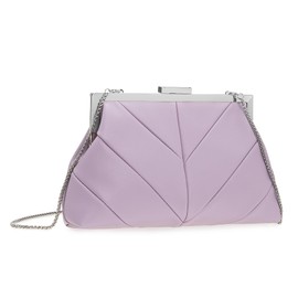 IXEBELLA PU Clutch Purse for Women Dressy Evening Bag Formal Handbag for Wedding, Prom, Cocktail Party, Lavender, Small
