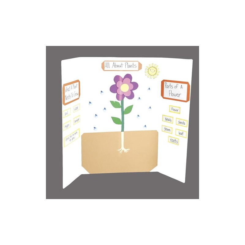 White Tri-fold Display Board, Corrugated Cardboard, 36 x 48 inches