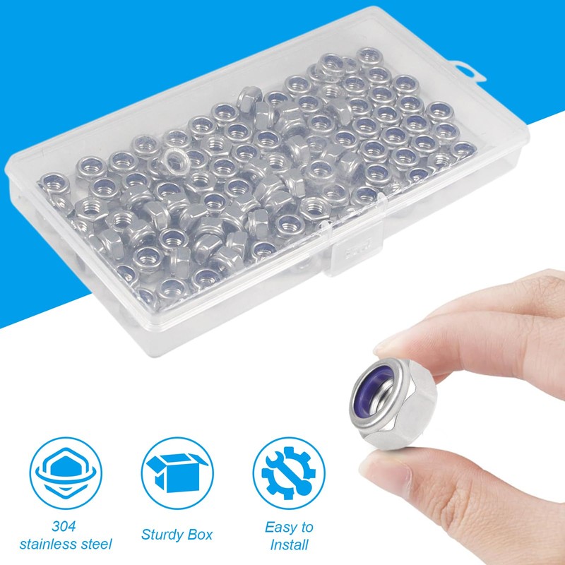 Yinpecly 150PCS M3 Locknuts M3x0.5mm Nylon Insert Hex Lock Nuts
