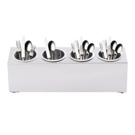 SNKOURIN Stainless Steel Utensil Holder,Cylinder Flatware Silverware Utensil Holder Organizer Flatware Caddy(4 holes)