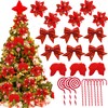 Abitoncc 24 PCS Red Christmas Tree Decorations, Red Artificial Poinsettia