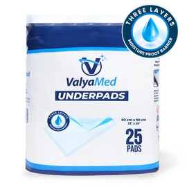 ValyaMed Bed Pads Disposable Adult - Heavy Absorbency Underpads, Adult Incontinence Chux Pads, Nursing Chucks Pads for Elderly (25 Count, 23x36) (2 Pack)