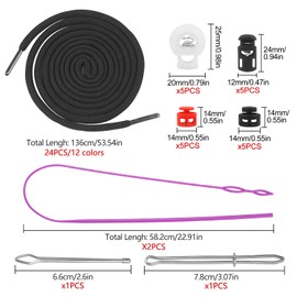 MABAHON 4 Pcs Drawstring Threader, 24 Pcs 51 Inches Drawstring Cords, 15 Pcs Spring Toggle and About, Threader Tools Universal Replacement Drawstring for Sweatpants, Clothings, Pants, Shorts, Hoodie
