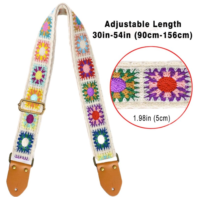 ZANZER Cotton Guitar Strap | Jacquard Crochet Design & Adjustable