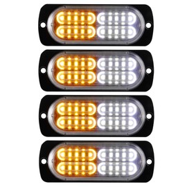 Teguangmei 12-24V 20-LED Super Bright Emergency Strobe Warning Caution Hazard Construction Waterproof Flashing Strobe LED Light Bar Surface Mount for Car Truck SUV Van (Amber White)