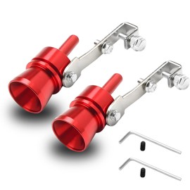 GutGiel 2PCS Turbo Sound Whistle Exhaust Muffler, Universal XL Size Aluminum Alloy Turbo Whistle for Exhaust Pipe, Loud Car Roar Maker Tail Pipe Whistle Simulator for Most Vehicles(Red)
