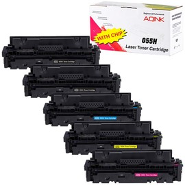 AQINK (with CHIP Compatible Toner Cartridge Replacement for 055H 055 CRG-055H High Capacity Toner for use in Color ImageCLASS LBP664Cdw MF741Cdw MF743Cdw MF745Cdw MF746Cdw(BBCMY,5-Pack)