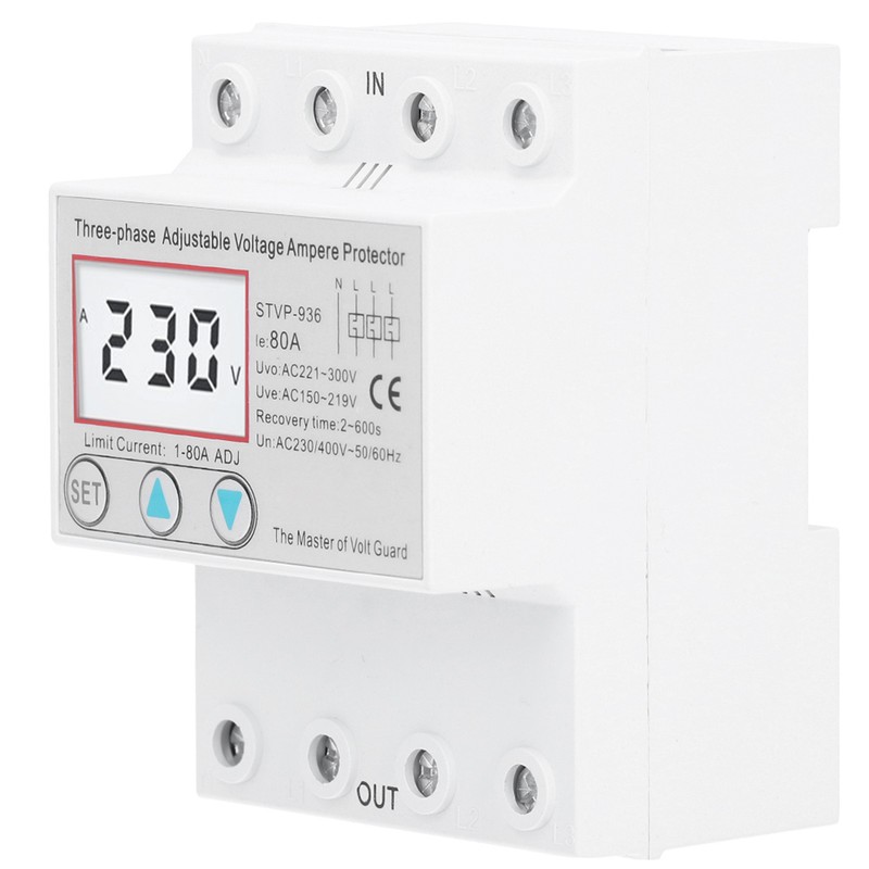 Adjustable Voltage Protector 3Phase LCD Multifunctional SelfResetting STVP936 230v 400V