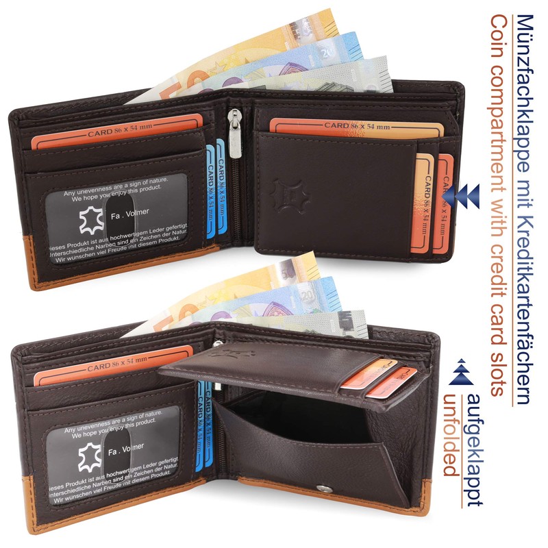 Fa.Volmer ® Manhattan Series #MW114 Genuine Leather Wallet Landscape Format