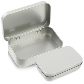Ouligay Small Tins with Lids Metal Tin Box Mint Tin Altoids Tin Storage Tins Rectangular Empty Hinged Tins for Candies Key Earring Jewelry(Silver)