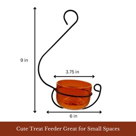 Backyard Essentials Ornate Bird Feeder, Orange Bubble Glass Hanging Jelly Feeder for Orioles