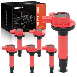 A-Premium (Red) Engine Ignition Coil Pack Compatible with Ford F-150, Explorer, Fusion, Edge, Transit-150, Transit-350 HD, Mustang, Taurus, Taurus X, Flex & Mazda 6, CX-9 & Lincoln MKZ, 6-PC Set