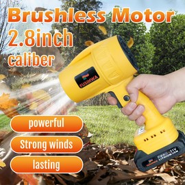 Handheld Mini Cordless Leaf Blower, 21V Battery Cordless Small Leaf Blower for Lawn Care, Patio, Car Dryer, Blowing Leaves and Dust,Battery Powered 400 CFM 100 MPH,Tiny Yellow Leaf Blowers