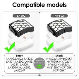 (4 Pieces) 1 HEPA + 3 Foam & Felt Filters Compatible with Shark LA502, LA322, LA702, LA502, LA301, LA300, LA455, Rotator Lift-Away ADV DuoClean PowerFins Upright Vacuum Replacement Filter Kit