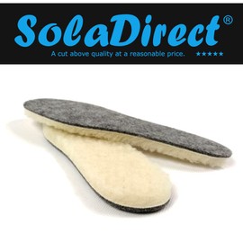 Wool Sheepskin Felt Thick & Fluffy Shoes Insoles Boots Inner Soles (Size UK 12)