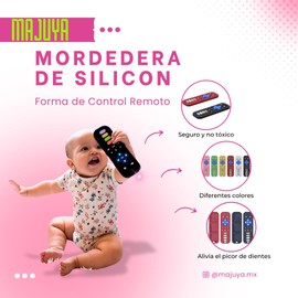 MAJUYA Mordedera para Bebe Control Remoto de Silicona Libre de BPA – Control de silicona para bebe - Juguetes para bebe de 0 a 12 meses para aliviar el dolor de dientes (Gris)