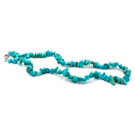 Taddart Minerals Turquoise Coloured Chip Necklace Made from Natural Gemstone Magnesite 45cm Length - Handmade, Turquoise, Turquoise
