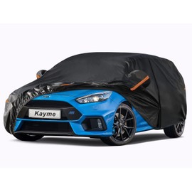 Kayme 7 Layers Heavy Duty Hatchback Car Cover Waterproof All Weather, Outdoor Snow Sun Uv Protection with Zipper for Automobiles, Universal Fit for Hatchback (up to 177 inch)