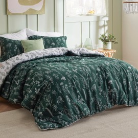 Bedsure Duvet Cover King Size - Reversible Floral Duvet Cover Set with Zipper Closure, Emerald Green Bedding Comforter Cover, 3 Pieces, 1 Duvet Cover 104"x90" and 2 Pillow Shams 20"x36"