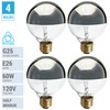 KOR (4 Pack) G25 Incandescent Light Bulb, Silver Half Chrome