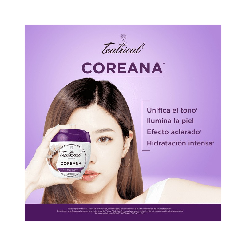 Crema facial Teatrical efecto Piel Coreana de 400 gramos