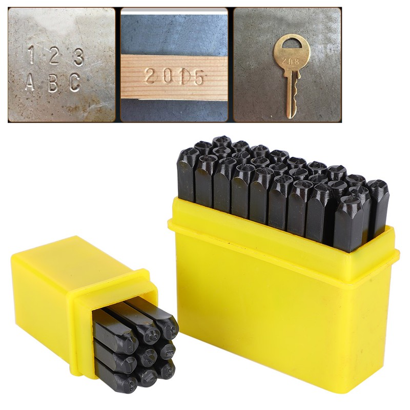 36Pcs Stamping Punch Tool Number(0‑9) Letter (A‑Z‑&amp;) High Carbon Steel
