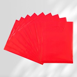 VieFantaisie Red 100 PCS Small Gift Bags, 6"x8" Goodie Party Favor Bags with Handle, Treat Retail Pouches for Kids Birthday, Christmas, Small Business