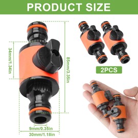 Qaum 2 Pack for Hozelock Connectors Quick-Release in line Double Tap Nozzle Valve for Hozelock Connectors and Fittings for Hozelock Tap Connector Garden Hose Shut-Off Coupler Hose Pipe Connector