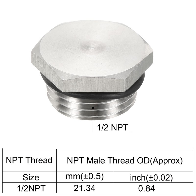 PATIKIL 1/2 NPT Male Plug, 1 Pack Waterproof Dustproof 304