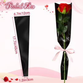 Yexiya 100 Pcs Single Rose Sleeve Bouquet Bags For Flowers Single Floral Packaging Bag Single Flower Wrapping Paper Flower Bouquet Sleeves For Mother's Day Valentine's Day Wedding Gift (Black)