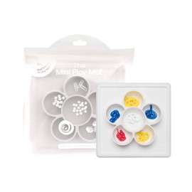 ezpz Mini Play Mat for Baby + Toddler (Cream) - 6 Months+ - Suction Plate with Flower Compartments for Crafts, Painting, Sorting, Snack Time - Promotes Pincer Grip