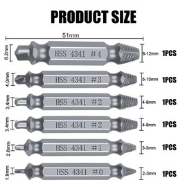 SHAPEPOTY Damaged Screw Extractor Set - 6 Different Types of Damaged Screw Removal Tools - HSS 4341 Suitable for Removing Damaged or Broken Screws