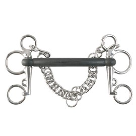 HORZE Mullen Mouth Pelham Rubber Bit - US 4 in, Black(BL)