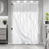 LXBNI No Hook Grey White Striped Stall Shower Curtain with