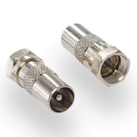 HB-Digital 2-Piece SAT Antenna Adapter Set – Antenna Plug (Male) and Antenna Socket (Female) to F-Connector (SAT, Male)