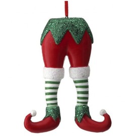 The Bridge Collection Elf Pants Ornament - 6" Festive Elf Christmas Ornament - Santa's Helper Ornament