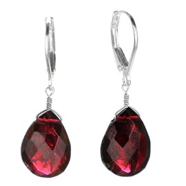 GemInspire Natural Red Garnet Teardrop Earrings for Women – Elegant Gemstone Drop Dangle Earrings, Lightweight 925 Sterling Silver Leverback, Crystal Jewelry Gift for Her