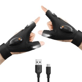 Guantes de Linterna,Regalo ideal para hombres,Guantes con LED, Mecánico, Electricista (Un par de guantes)