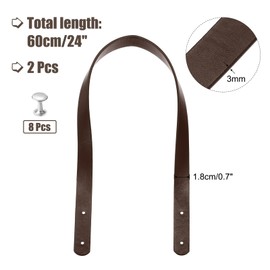 sourcing map 2pcs 24 Inch (60cm) Leather Purses Straps Handbag Belt Band Bag Handle for Purse Wallet Tote Making, Dark Brown