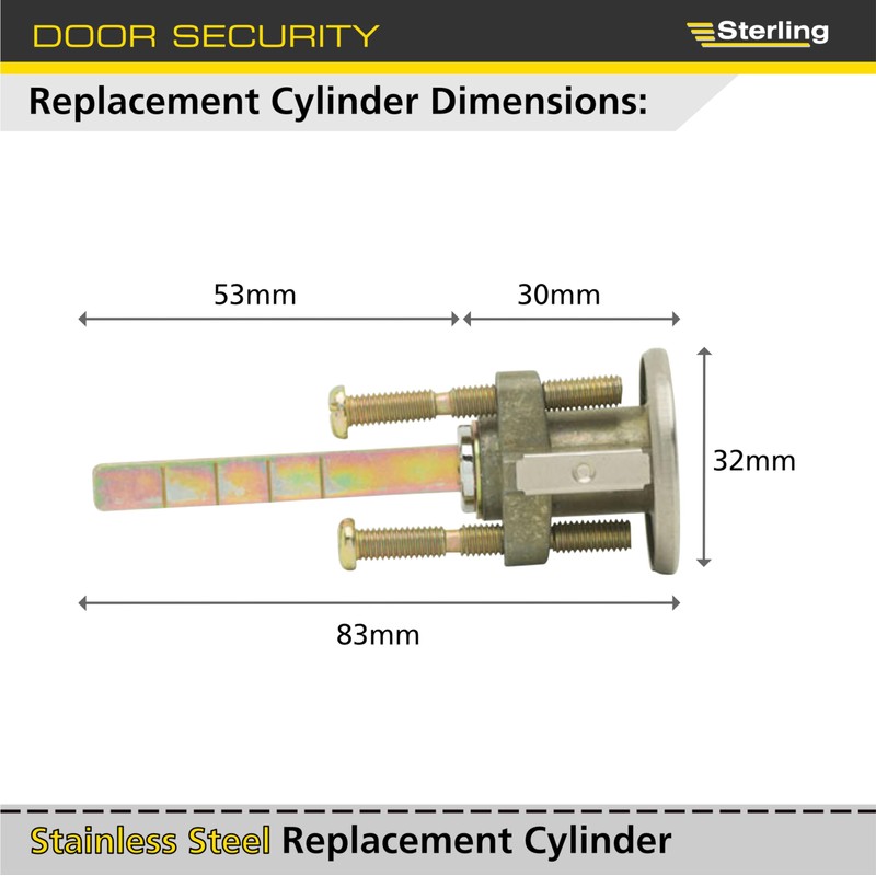 Sterling RCS100 Replacement 5 Pin Rim Cylinder Stainless Steel