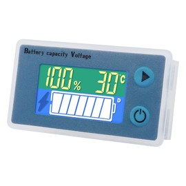 Runleader 10 to 100V Digital Battery Indicator Volt Meter,Low Voltage Alarm,Real-time Temp Display,Applicable to Lead Acid Lithium LiFePO4 Battery Powered Lawn Mower Golf Cart Forklift Motorhome etc.