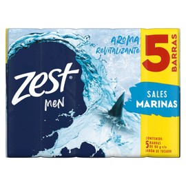 ZEST Jabón en barra Men, para una piel visiblemente saludable y revitalizada, con sales marinas Multipack 5 por 90g c/u