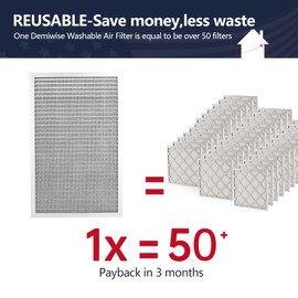 Demiwise 14x25x1 Electrostatic Air Filter, 8 Stage Washable Aluminum AC/HVAC Furnace Filter, Reusable Permanent Air Filter, Lasts a Lifetime, Easy to Install, Healthier Home/Office Environment