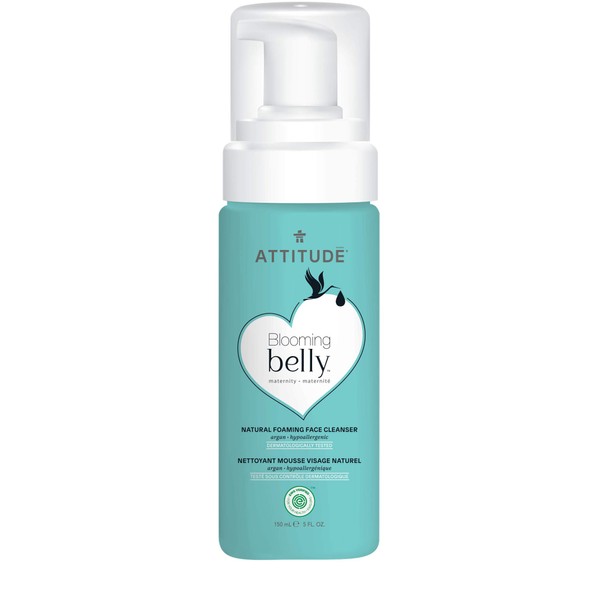 ATTITUDE Blooming Belly, Hypoallergenic Foaming Face Cleanser, Argan, Fragnance Free, 5 Fl Oz
